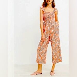 LOFT Tropical Coral Jumpsuit